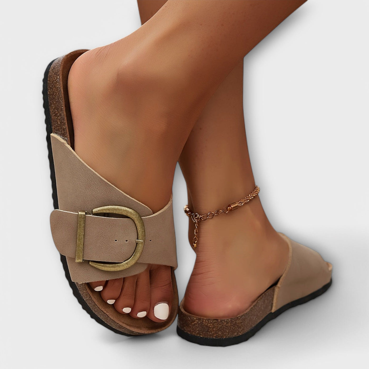 Margie – Damen Kork Riemensandalen mit Schnallen-Design