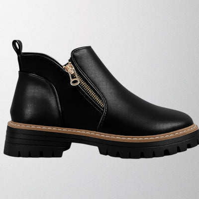 Olivia – Trendige Ankle Boots aus schwarzem PU-Leder für Frauen