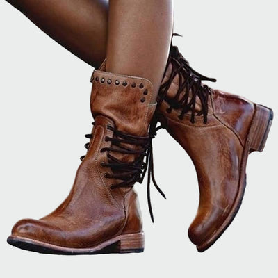 Leder Stiefeletten mit Schnürsenkeln