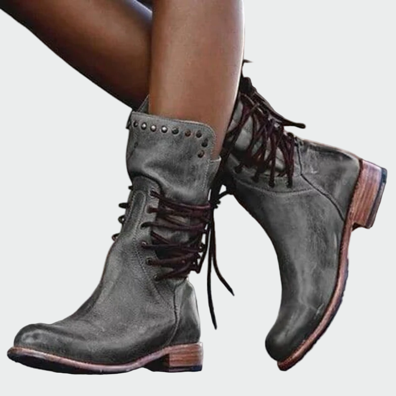 Leder Stiefeletten mit Schnürsenkeln
