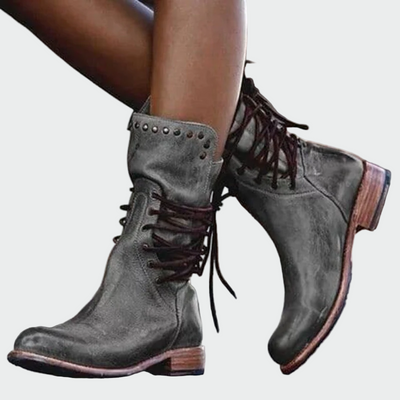 Leder Stiefeletten mit Schnürsenkeln