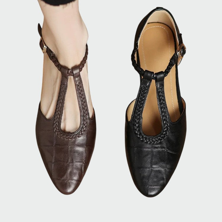 Olivia - Spitzes T-Bar Mary Jane Schuhe