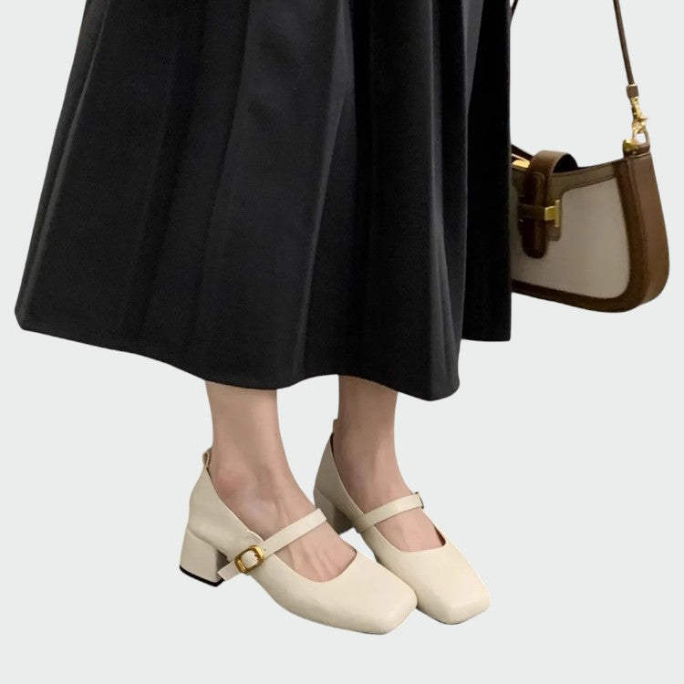 Olivia – Mary Jane Schuhe mit quadrater Spitze und hohen Absätzen