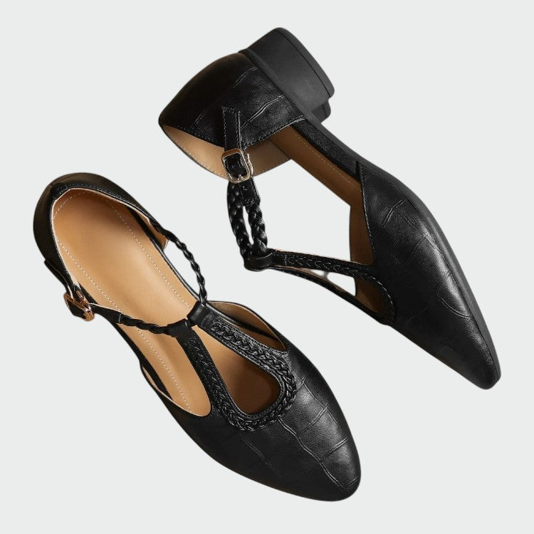 Olivia - Spitzes T-Bar Mary Jane Schuhe