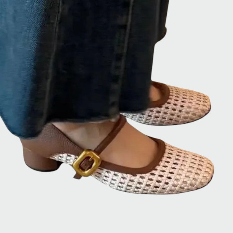 Olivia - Gewebte Schnallen-Mary-Jane-Schuhe
