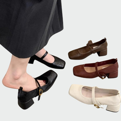Olivia – Mary Jane Schuhe mit quadrater Spitze und hohen Absätzen