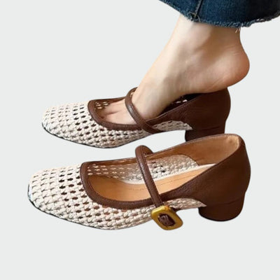 Olivia - Gewebte Schnallen-Mary-Jane-Schuhe