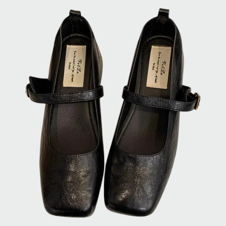 Olivia – Mary Jane Schuhe mit quadrater Spitze und hohen Absätzen