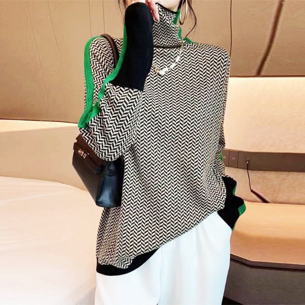 Anna™ | Pullover mit Stehkragen und auffälligen Kontraststreifen