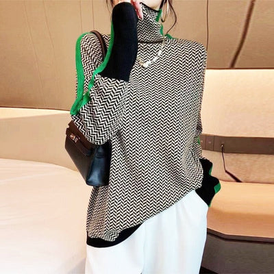 Anna™ | Pullover mit Stehkragen und auffälligen Kontraststreifen
