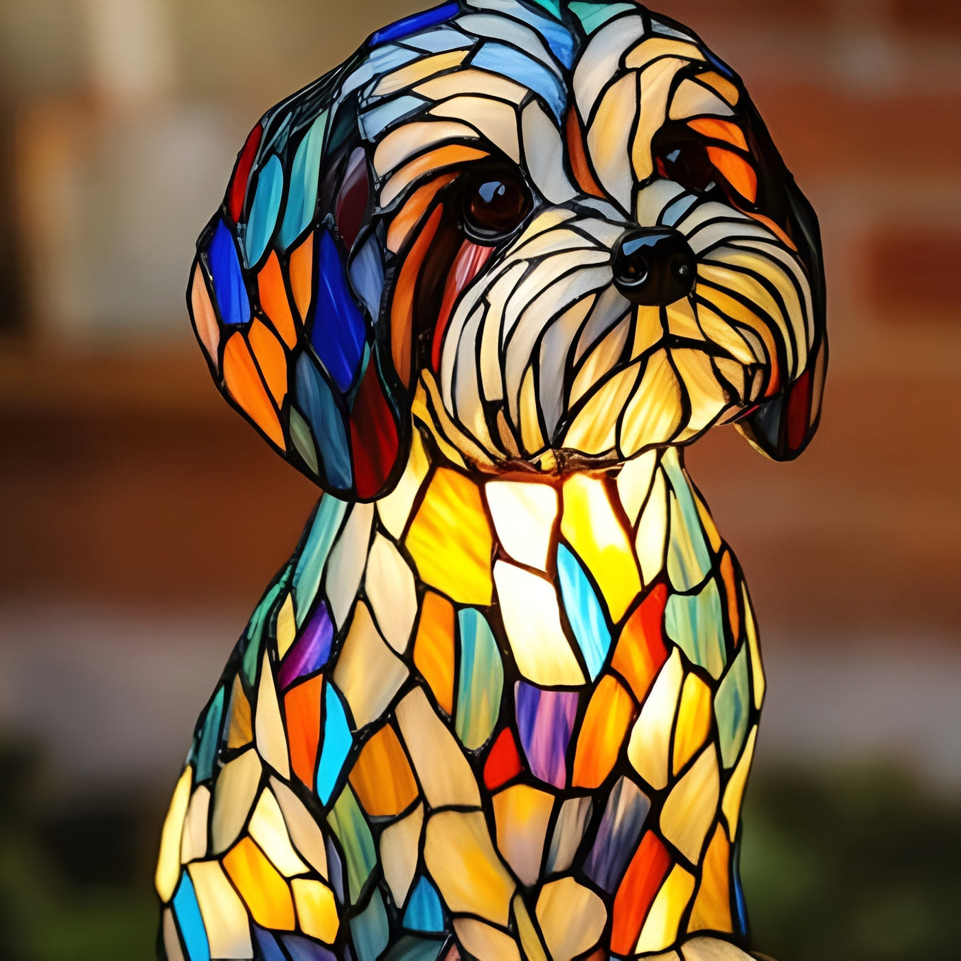 Papouille – Magische Hundelampe aus buntem Glas
