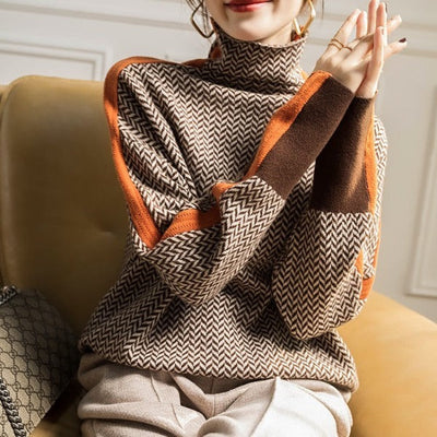 Anna™ | Pullover mit Stehkragen und auffälligen Kontraststreifen