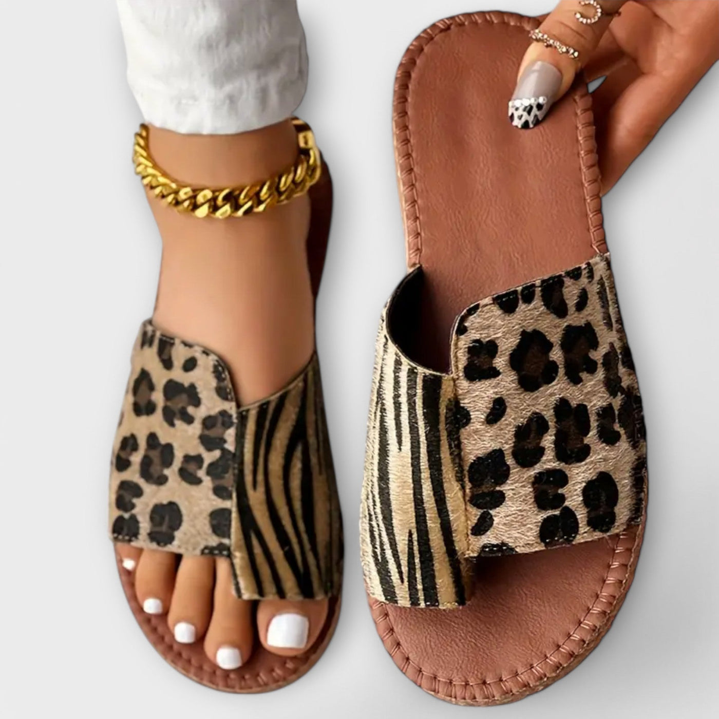 Zyrell – Schicke Zwei-Ton Mules mit Leopardenmuster