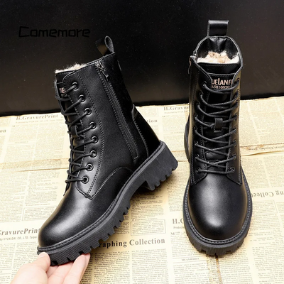 Élisabeth - Elegante und robuste schwarze Leder-Winterstiefel