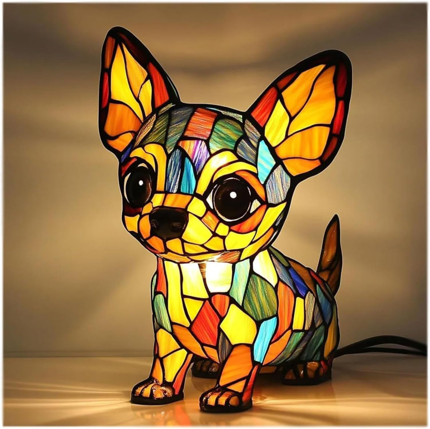 Patoune – Magische Lampe für Hunde aus buntem Glas