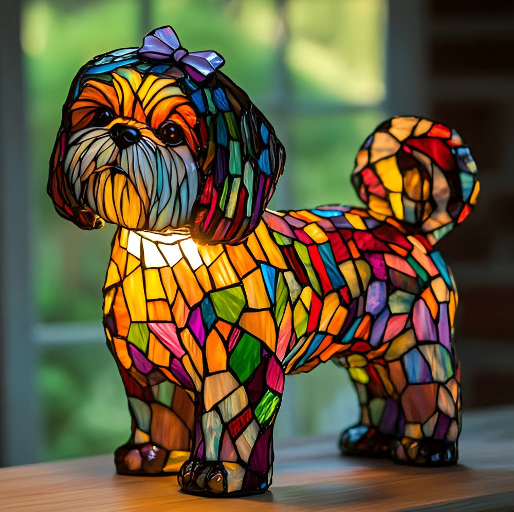 Mimine – Magische Hundelampe aus buntem Glas