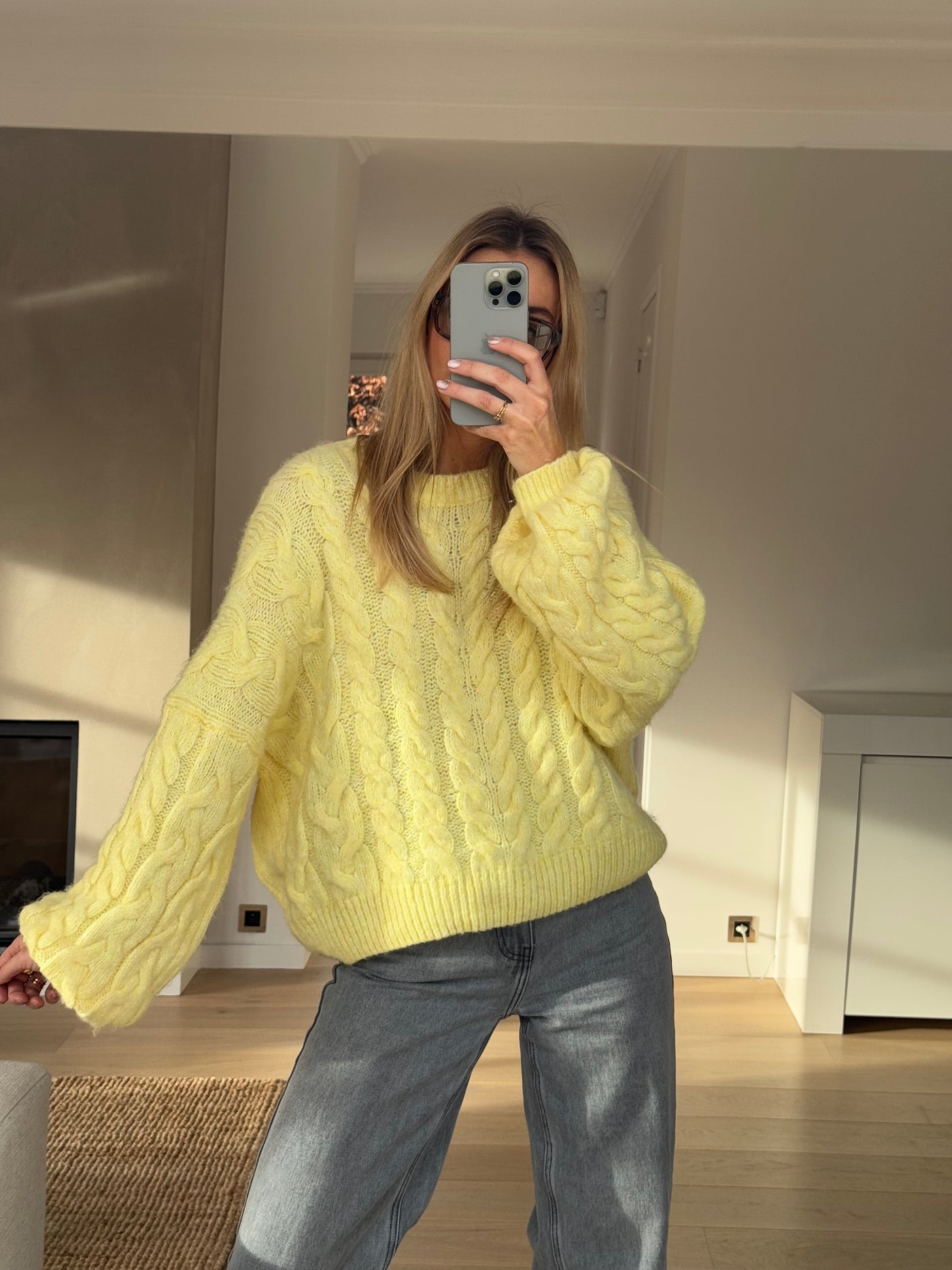 Hannah™ | Gelber Strickpullover