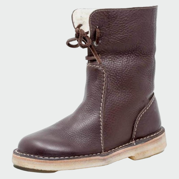 Wasserdichte Leder-Ankle Boots mit Wollfutter