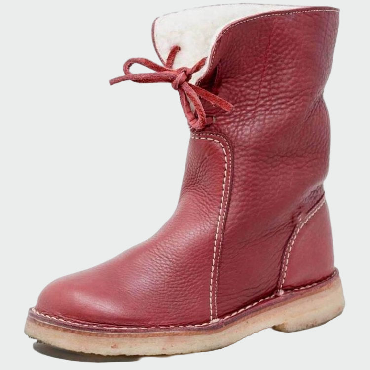 Wasserdichte Leder-Ankle Boots mit Wollfutter