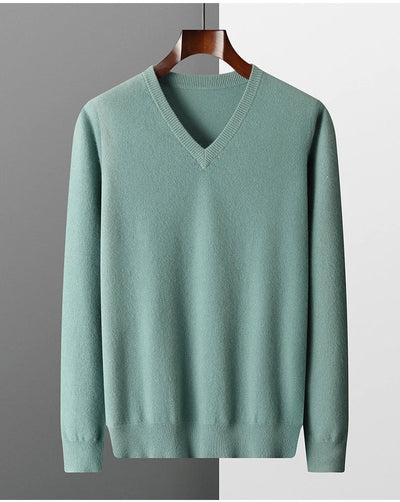 Pullover mit V-Ausschnitt aus Wolle