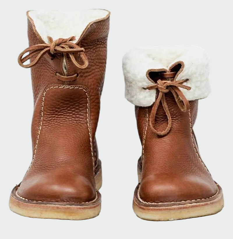 Wasserdichte Leder-Ankle Boots mit Wollfutter