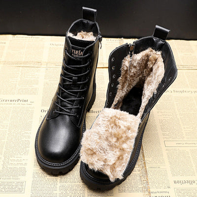 Élisabeth - Elegante und robuste schwarze Leder-Winterstiefel