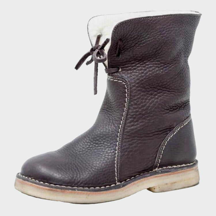 Wasserdichte Leder-Ankle Boots mit Wollfutter