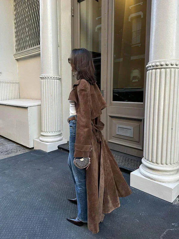 Veronika™ | Eleganter Wildleder Trenchcoat