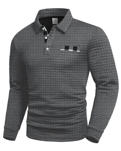 Gerippter Polo-Pullover