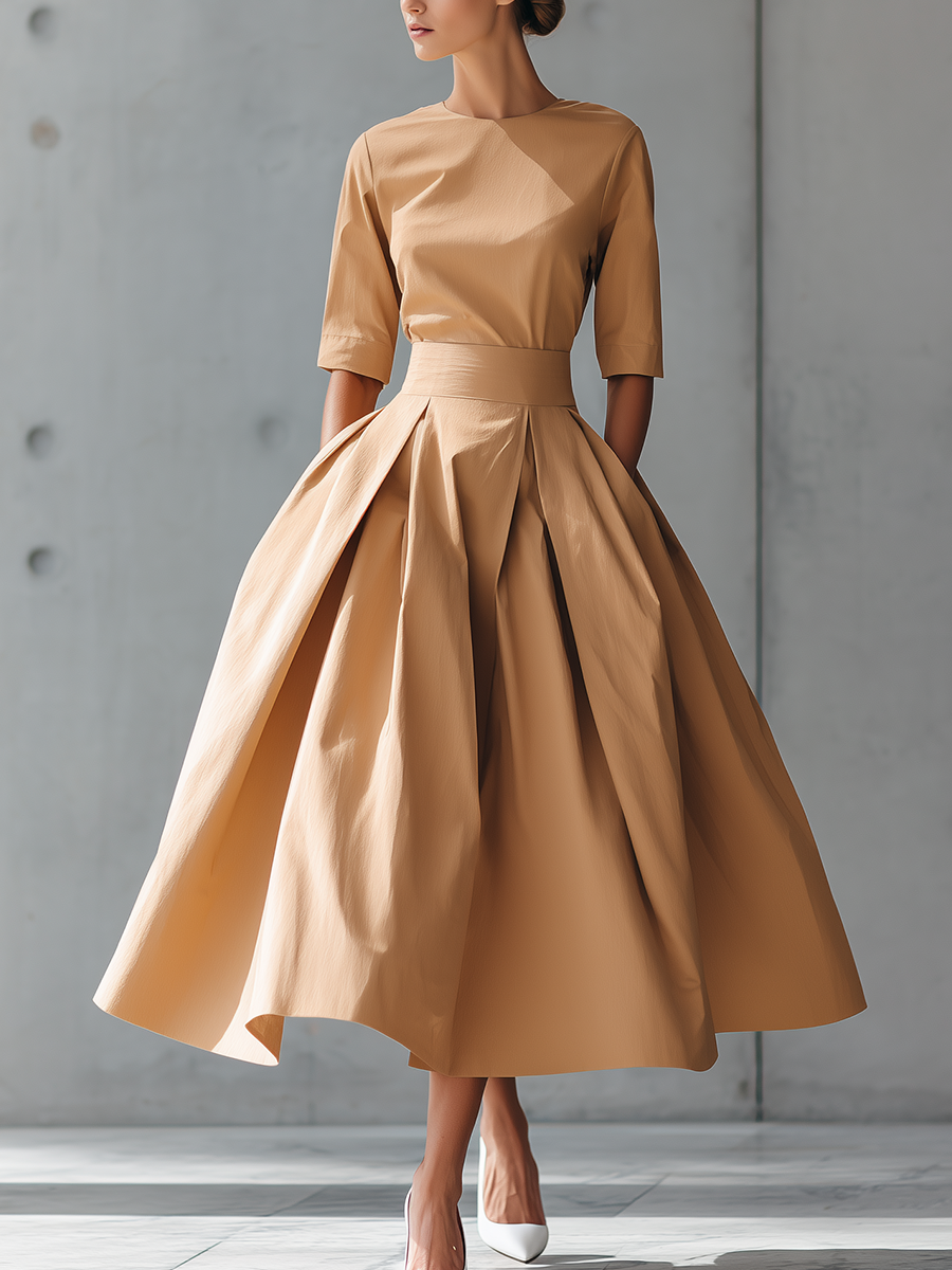 Maxi-Kleid aus strukturiertem Baumwollstoff