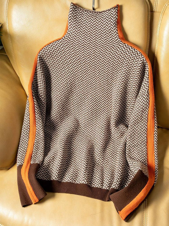 Anna™ | Pullover mit Stehkragen und auffälligen Kontraststreifen
