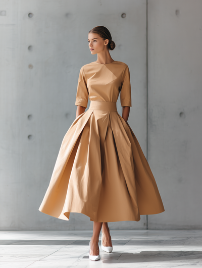 Maxi-Kleid aus strukturiertem Baumwollstoff