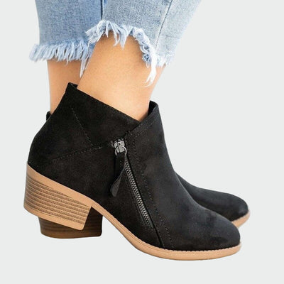 Premium orthopädische Leder-Stiefeletten mit Absatz für den Winter