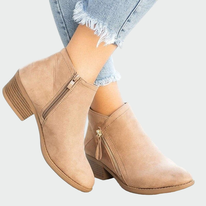 Premium orthopädische Leder-Stiefeletten mit Absatz für den Winter