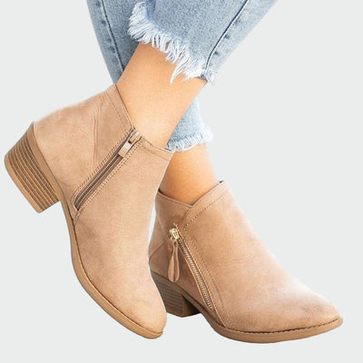 Premium orthopädische Leder-Stiefeletten mit Absatz für den Winter