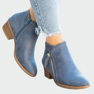 Premium orthopädische Leder-Stiefeletten mit Absatz für den Winter