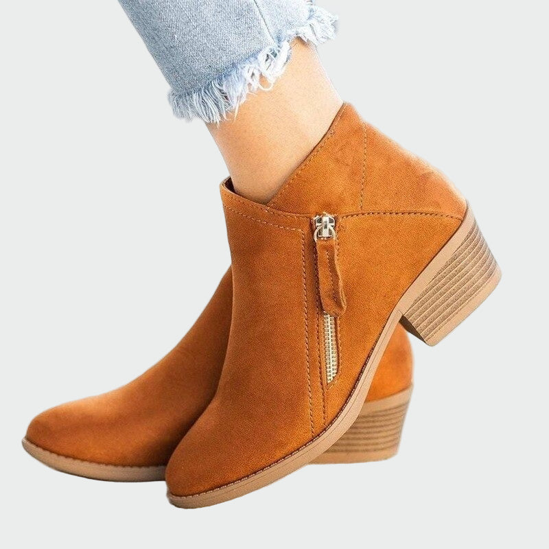 Premium orthopädische Leder-Stiefeletten mit Absatz für den Winter
