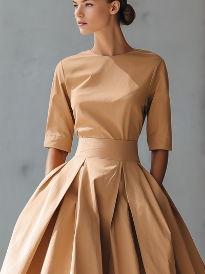 Maxi-Kleid aus strukturiertem Baumwollstoff
