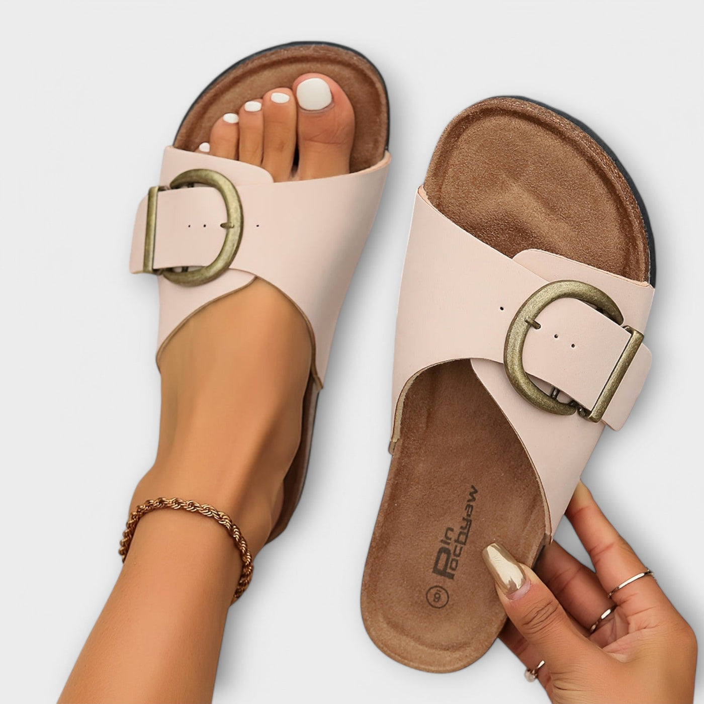 Margie – Damen Kork Riemensandalen mit Schnallen-Design