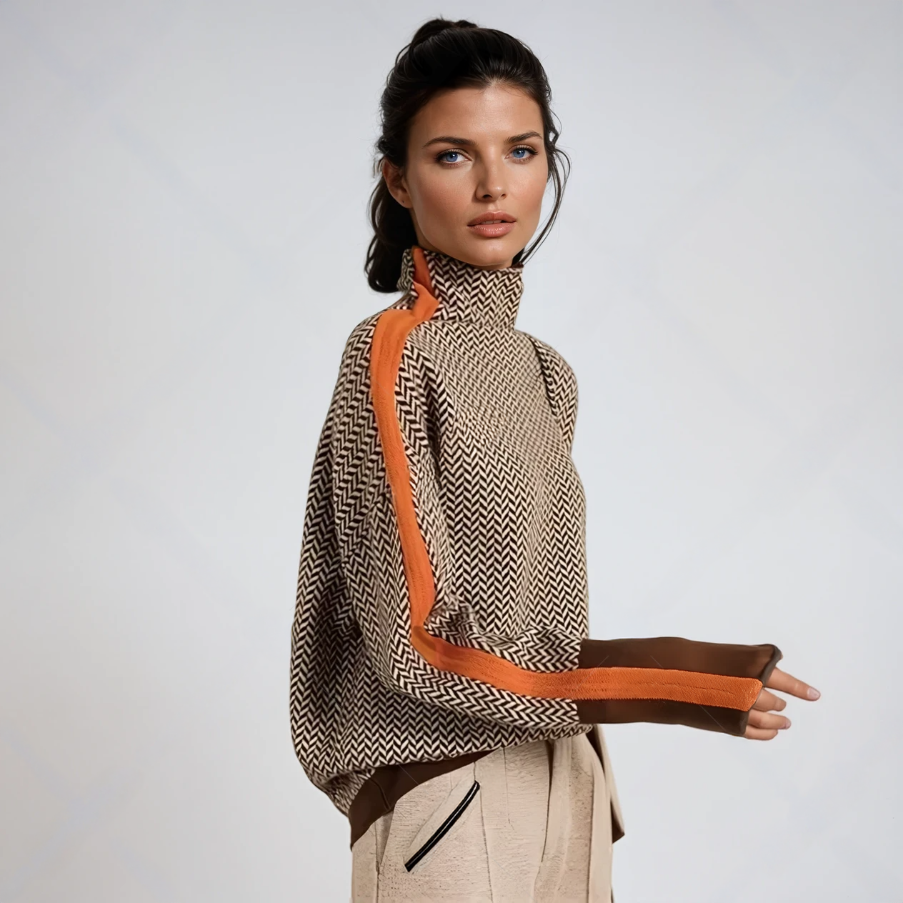 Anna™ | Pullover mit Stehkragen und auffälligen Kontraststreifen
