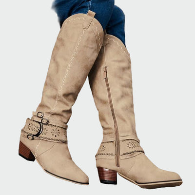 Retro-Leder-Cowboy-Stiefel