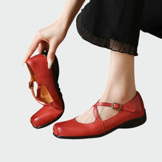 Olivia - Mary Jane Schuhe mit quadratischer Zehenpartie und Kreuzriemen