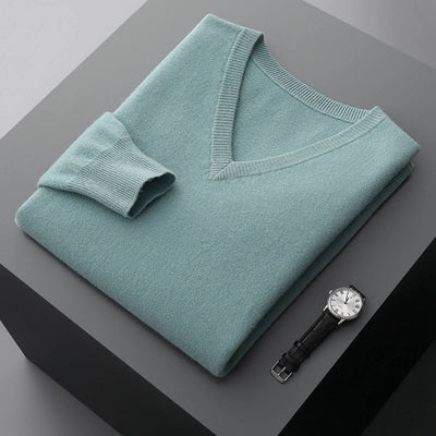 Pullover mit V-Ausschnitt aus Wolle