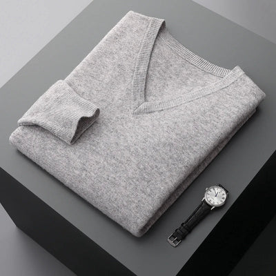 Pullover mit V-Ausschnitt aus Wolle